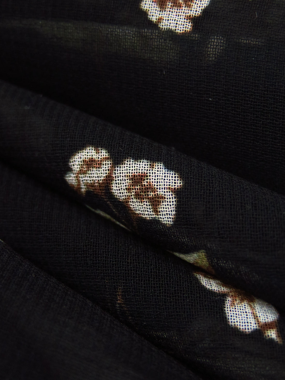 Black/Old Moss/White/Multi 100% Polyester Small Floral Print Chiffon - Imported From Italy - 58W