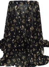 Black/Old Moss/White/Multi 100% Polyester Small Floral Print Chiffon - Imported From Italy - 58W