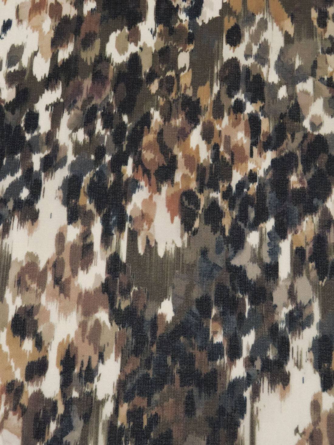 Almond/Camel/Black/Multi 100% Polyester Abstract Painterly Print Chiffon - Imported From Italy - 58W