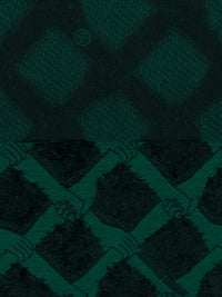 Deep Jungle Green/Muted Black 100% Polyester Napped Diamond Together Lattice Print Twill Woven - NY Designer - 44W