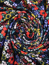 Coral Red/Dark Goldenrod/Lilac/Multi Nylon/Lycra Flower Garden Print Swim/Activewear Knit - NY Designer - 58W
