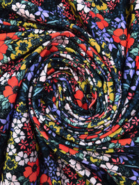 Coral Red/Dark Goldenrod/Lilac/Multi Nylon/Lycra Flower Garden Print Swim/Activewear Knit - NY Designer - 58W