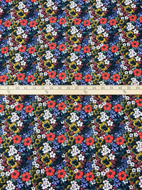 Coral Red/Dark Goldenrod/Lilac/Multi Nylon/Lycra Flower Garden Print Swim/Activewear Knit - NY Designer - 58W