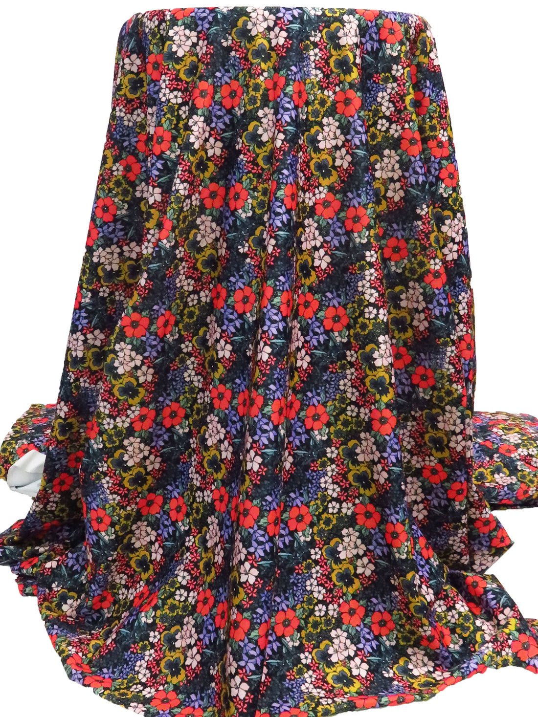 Coral Red/Dark Goldenrod/Lilac/Multi Nylon/Lycra Flower Garden Print Swim/Activewear Knit - NY Designer - 58W