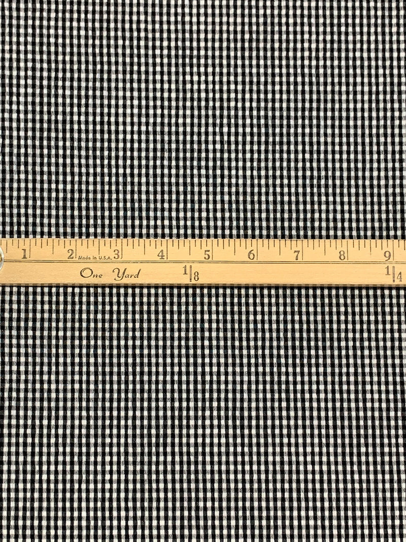 Black/White Cotton/Polyester/Lycra Puckered Check Weave Shirting 50W