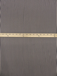 Muted Midnight Navy/Blanched Almond 100% Polyester Vertical Stripe Print Twill Blouse Weight Woven - Imported From Italy - 58W