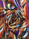 Red Rust/Sandy Brown/Dark Magenta/Multi 100% Cotton Painted Abstract Print Voile - Imported From Italy - 56W