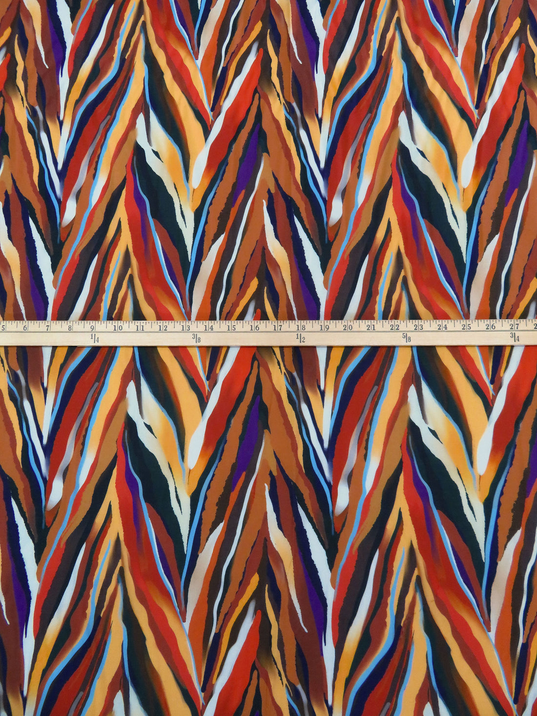 Red Rust/Sandy Brown/Dark Magenta/Multi 100% Cotton Painted Abstract Print Voile - Imported From Italy - 56W