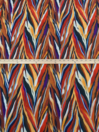 Red Rust/Sandy Brown/Dark Magenta/Multi 100% Cotton Painted Abstract Print Voile - Imported From Italy - 56W