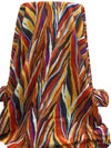 Red Rust/Sandy Brown/Dark Magenta/Multi 100% Cotton Painted Abstract Print Voile - Imported From Italy - 56W