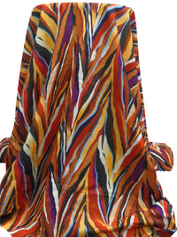 Red Rust/Sandy Brown/Dark Magenta/Multi 100% Cotton Painted Abstract Print Voile - Imported From Italy - 56W