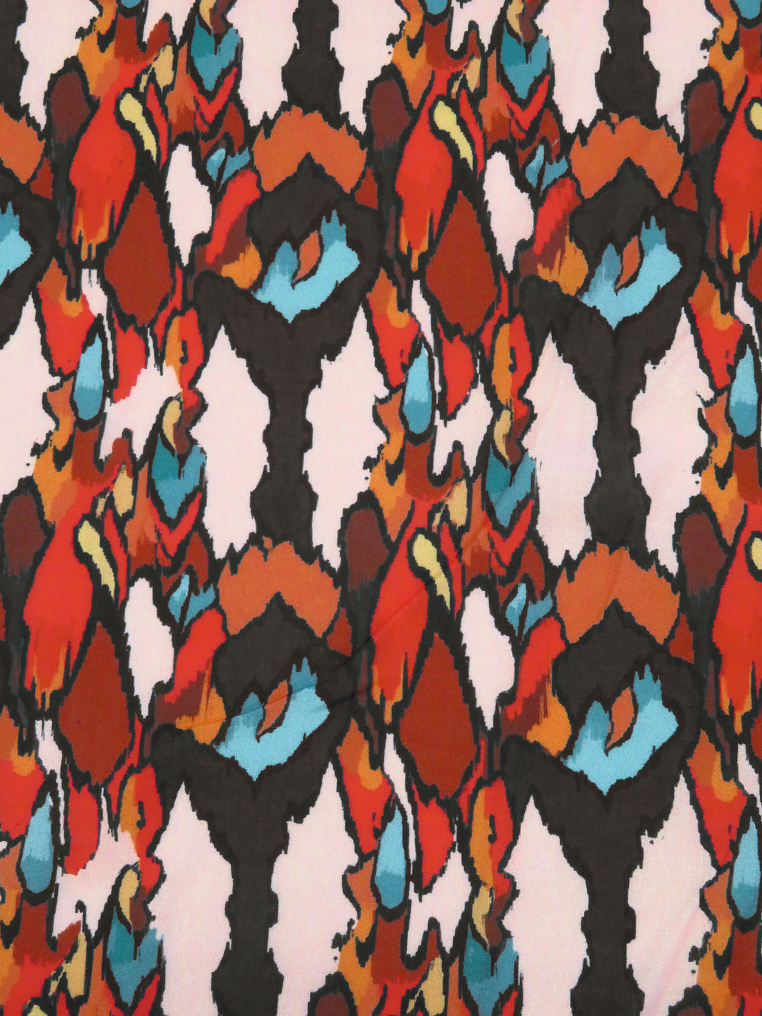 Rust/Pale Rose/Black/Multi 100% Cotton Abstract Print Voile - Imported From Italy - 58W
