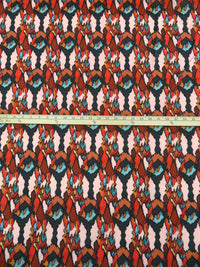 Rust/Pale Rose/Black/Multi 100% Cotton Abstract Print Voile - Imported From Italy - 58W