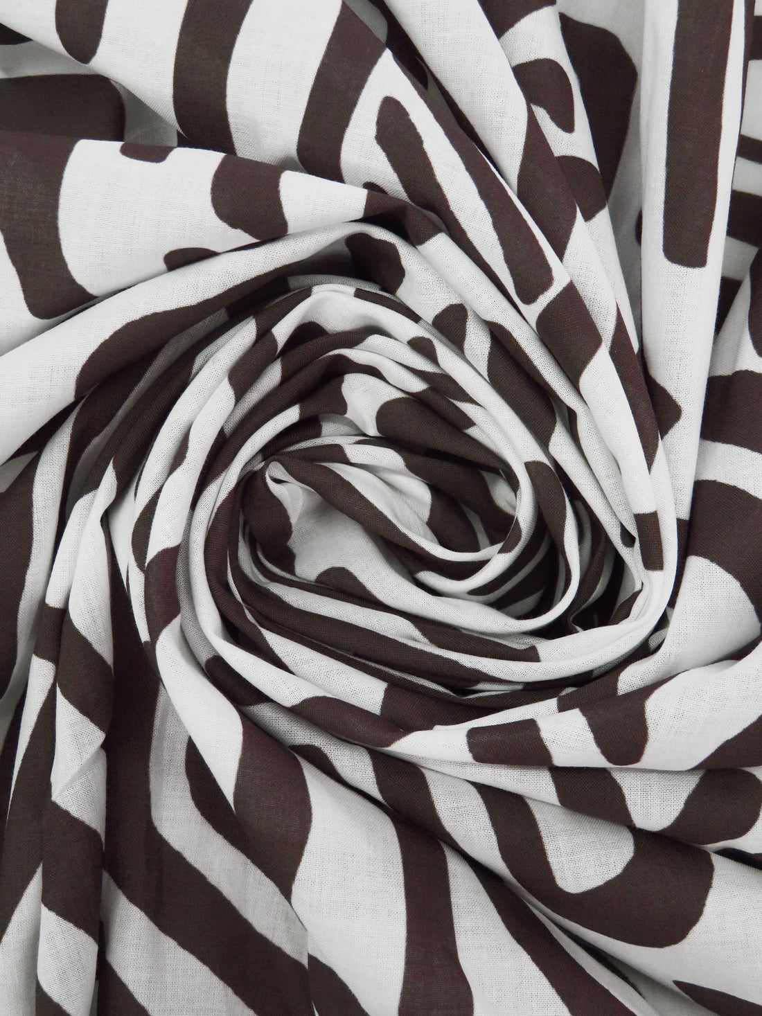 Cola/White 100% Cotton Abstract Animal Print Voile - Imported From Italy - 56W