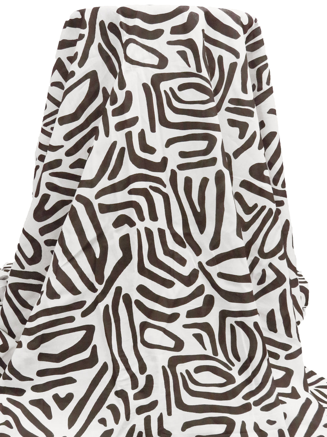 Cola/White 100% Cotton Abstract Animal Print Voile - Imported From Italy - 56W