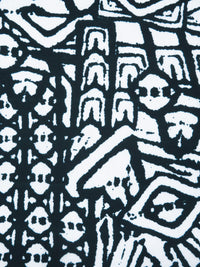 Dark Gunmetal/White 100% Cotton Tribal Print Voile - Imported From Italy - 58W