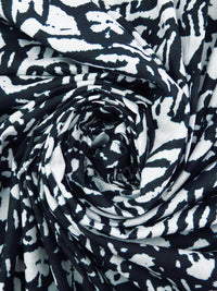 Dark Gunmetal/White 100% Cotton Tribal Print Voile - Imported From Italy - 58W
