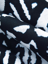 Dark Gunmetal/White 100% Cotton Tribal Print Voile - Imported From Italy - 58W