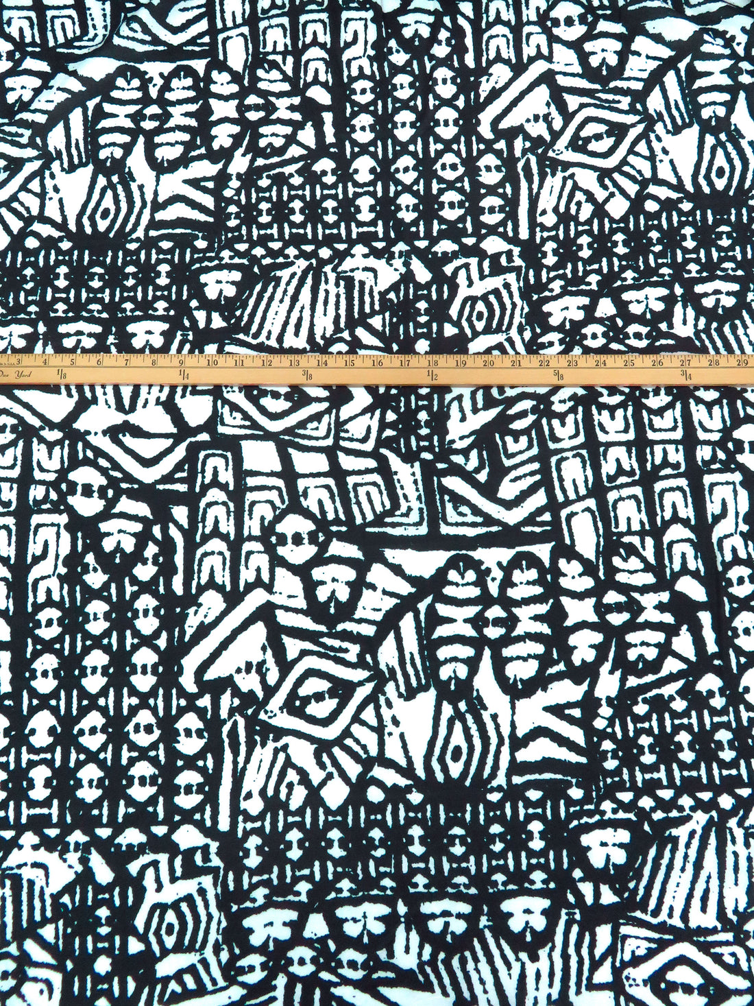 Dark Gunmetal/White 100% Cotton Tribal Print Voile - Imported From Italy - 58W