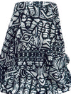 Dark Gunmetal/White 100% Cotton Tribal Print Voile - Imported From Italy - 58W