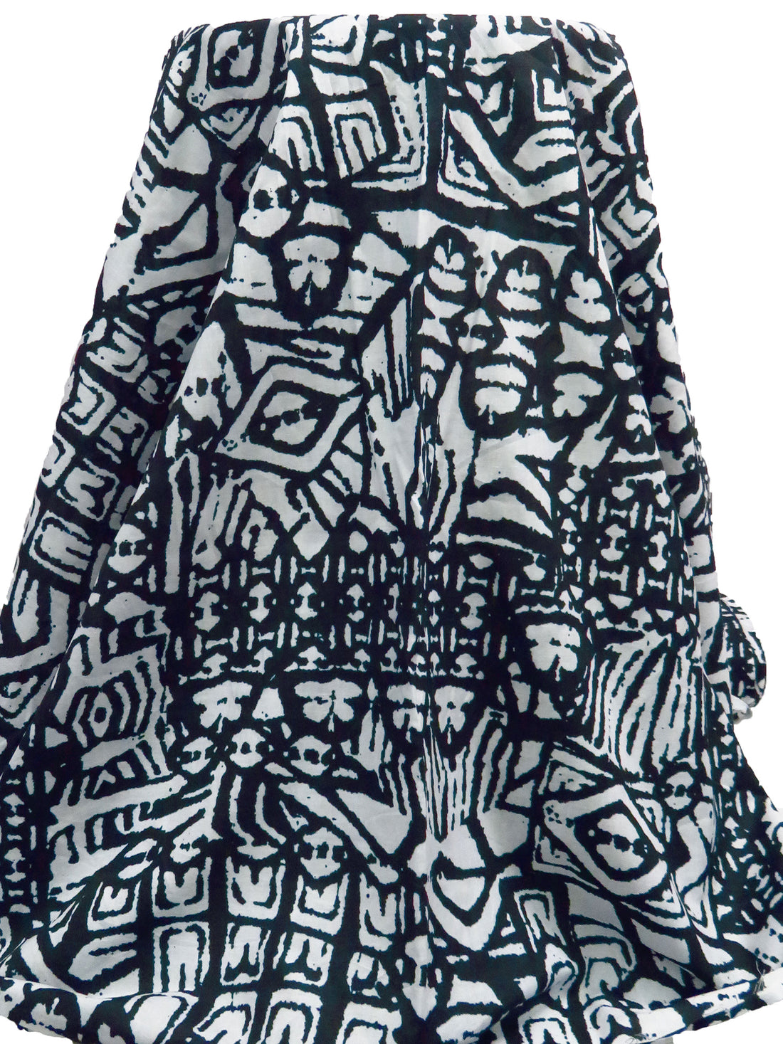 Dark Gunmetal/White 100% Cotton Tribal Print Voile - Imported From Italy - 58W