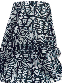 Dark Gunmetal/White 100% Cotton Tribal Print Voile - Imported From Italy - 58W