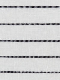 Salt White/Black 100% Linen Horizontal Stripe Weave Sheer Woven - European Mill - 60W