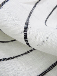 Salt White/Black 100% Linen Horizontal Stripe Weave Sheer Woven - European Mill - 60W