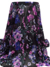 Plum/Royal Purple/Black/Multi 100% Polyester Floral Print Chiffon - Imported From Italy - 58W