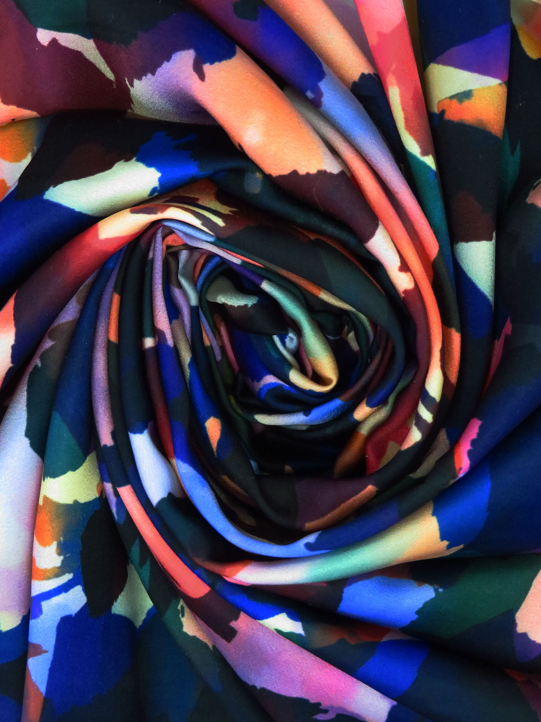Marigold/Imperial Blue/French Rose/Multi 100% Polyester Abstract Print Satin Faced Chiffon - Imported From Italy - 57W