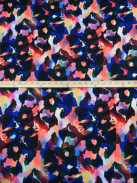 Marigold/Imperial Blue/French Rose/Multi 100% Polyester Abstract Print Satin Faced Chiffon - Imported From Italy - 57W
