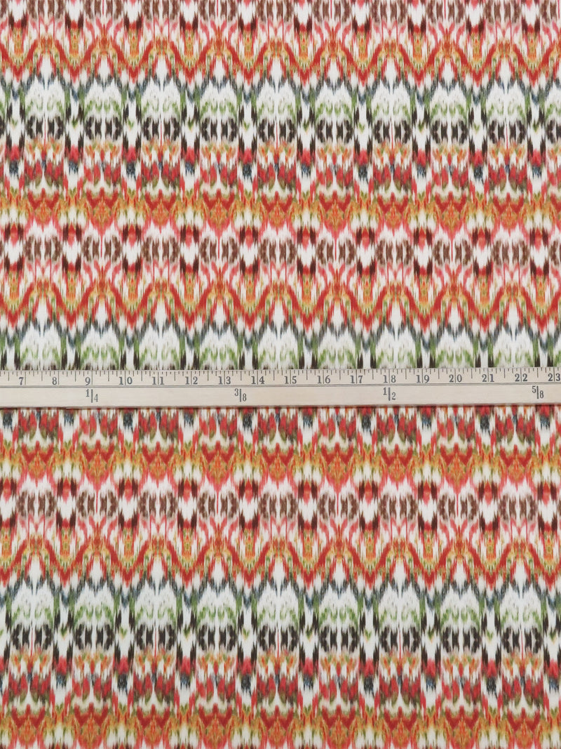 Cherry Red/Sand/Olive/Multi Nylon/Lycra Hazy Abstract Horizontal Stripe Print Swimwear/Activewear Knit 58W