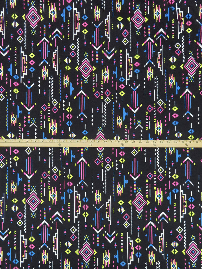 Black/Fruit Punch/Azure/Multi Polyester/Lycra Southwestern Print DTY Knit 58W