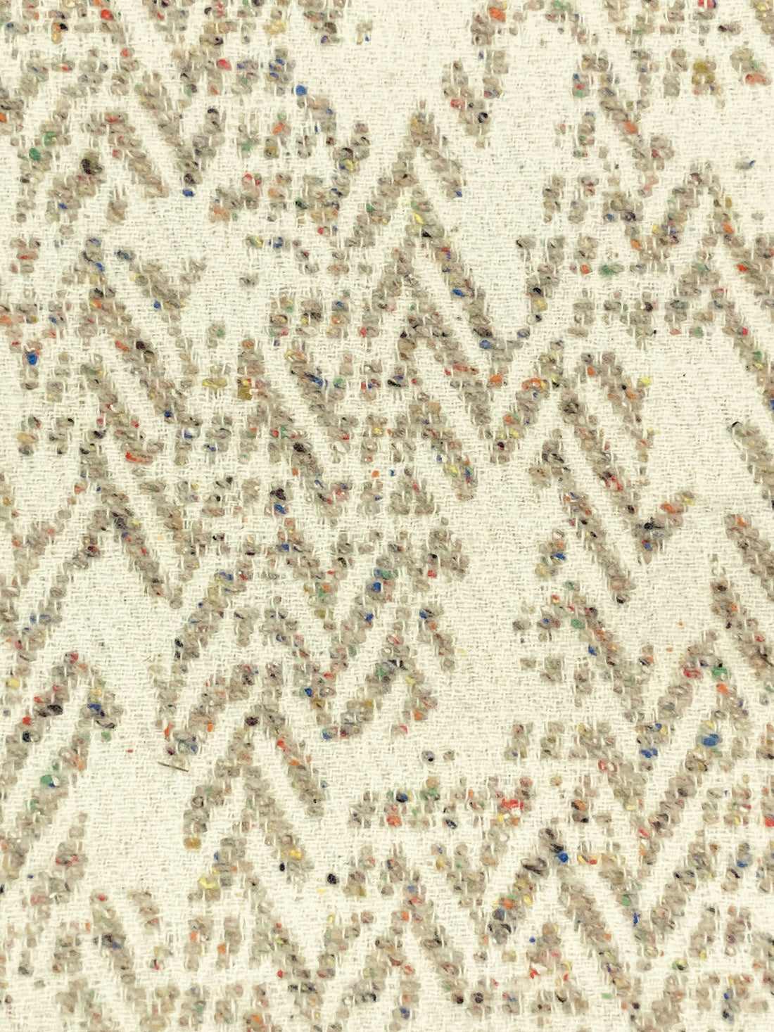 Pale Ivory/Pale Taupe/Multi 100% Wool Broken Chevron Weave Jacquard Coating - NY Designer - 53W