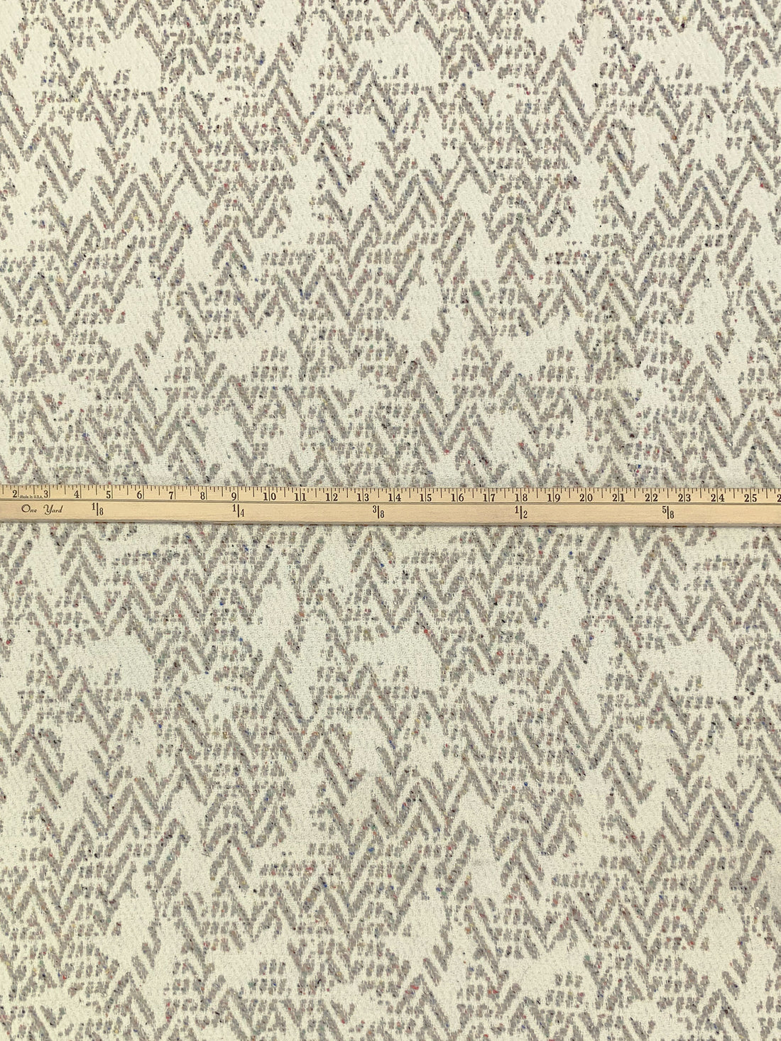 Pale Ivory/Pale Taupe/Multi 100% Wool Broken Chevron Weave Jacquard Coating - NY Designer - 53W
