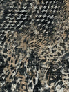 Shadow Brown/Light Gray/Black Polyester/Lycra Warped Houndstooth Animal Print Brushed Hacci Sweater Knit 57W