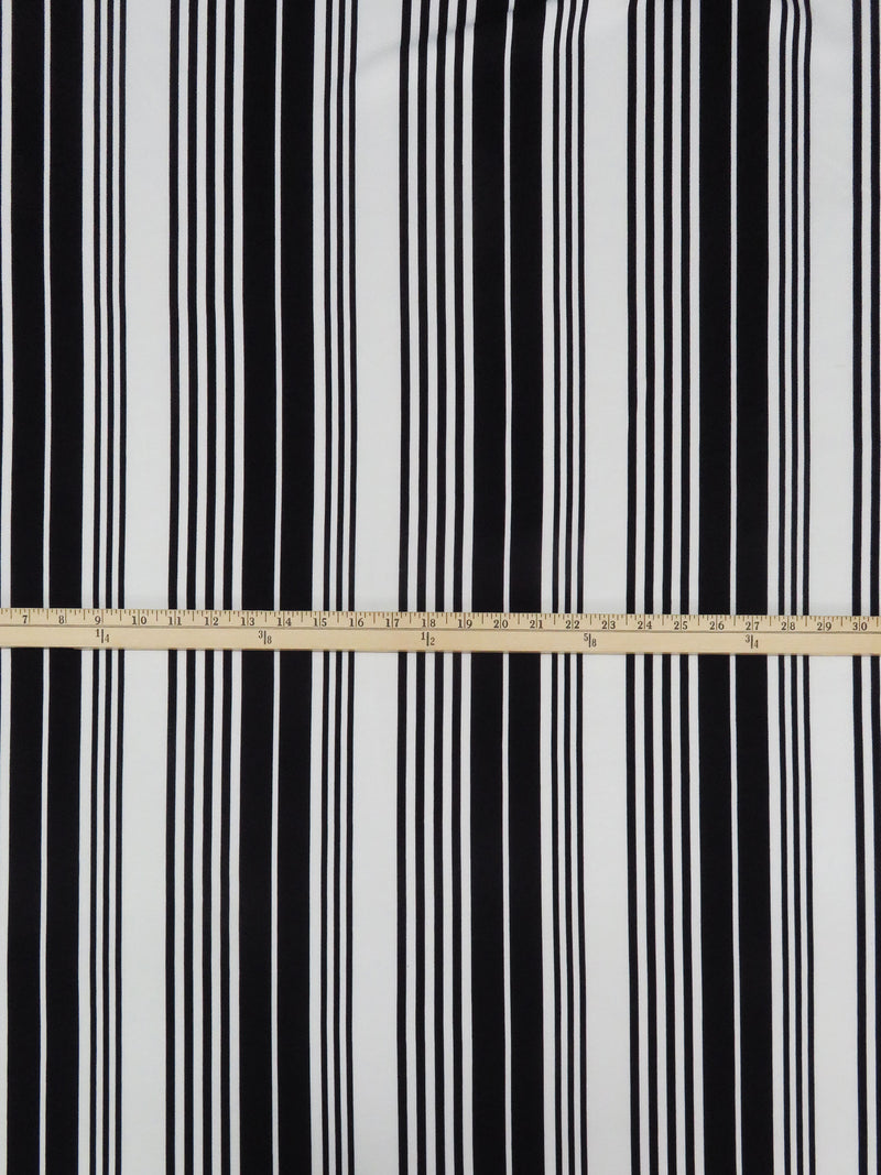 Black/White Polyester/Lycra Vertical Stripe Print Ponte Knit 60W