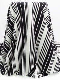 Black/White Polyester/Lycra Vertical Stripe Print Ponte Knit 60W