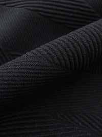 Black Polyester/Lycra Abstract Ribbed Streak Design Double Knit 50W