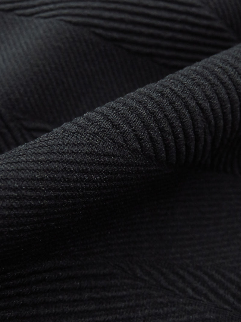 Black Polyester/Lycra Abstract Ribbed Streak Design Double Knit 50W