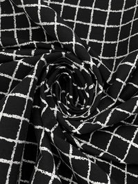 Black/White Rayon/Nylon/Lycra Rugged Grid Print Stretch Bengaline Suiting 58W