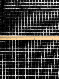 Black/White Rayon/Nylon/Lycra Rugged Grid Print Stretch Bengaline Suiting 58W