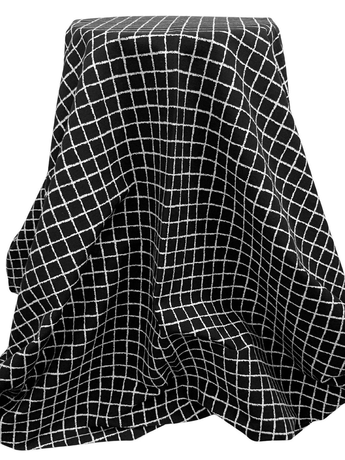 Black/White Rayon/Nylon/Lycra Rugged Grid Print Stretch Bengaline Suiting 58W