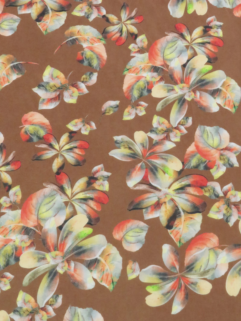 Willow Brown/Dusty Mango/Citron/Multi 100% Cotton Floral Print Lawn 42W