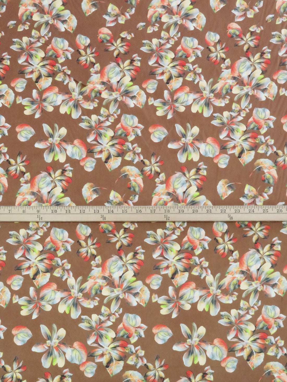 Willow Brown/Dusty Mango/Citron/Multi 100% Cotton Floral Print Lawn 42W