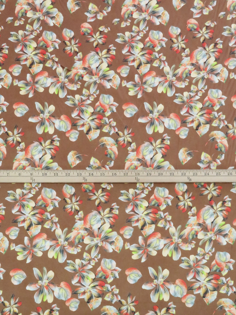 Willow Brown/Dusty Mango/Citron/Multi 100% Cotton Floral Print Lawn 42W