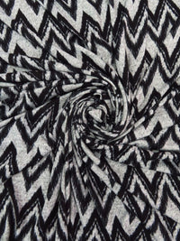 Gray Cloud/Black Polyester/Lycra Chevron Weave Hacci Sweater Knit 52W