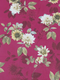 Deep Raspberry/Golden Sage/Vanilla/Multi 100% Cotton Floral Print Sateen Shirting 42W