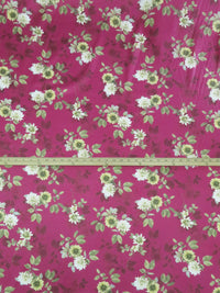 Deep Raspberry/Golden Sage/Vanilla/Multi 100% Cotton Floral Print Sateen Shirting 42W