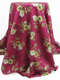 Deep Raspberry/Golden Sage/Vanilla/Multi 100% Cotton Floral Print Sateen Shirting 42W